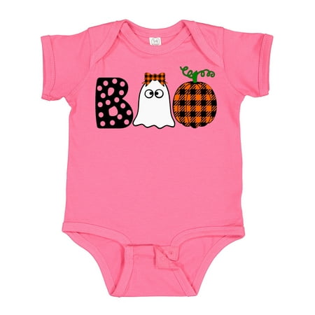 

Inktastic Boo Halloween Ghost and Plaid Pumpkin Gift Baby Boy or Baby Girl Bodysuit