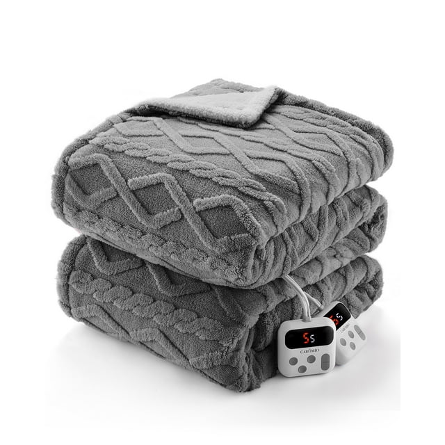 Electric Heated Throw Blanket - 10 Adjustable Heat Levels, 10-Hour Timer, ETL Certified, Portable, Washable, Fast Heating - 50x60 inches