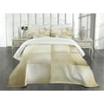 thumbnail image 3 of Ambesonne Geometric Quilted Bedspread Set 3 Pcs, Abstract Square Shady, Queen Size, Cream Beige, 3 of 5