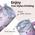 thumbnail image 4 of 20OZ Double Wall Insulated Tumbler with Handle Straw Stainless Steel Travel Mug Leak Proof Lid Vacuum Design Keeps Cold for 34 Hours Portable Cup Holder Fit Reusable Drinkware Butterfly Print, 4 of 6