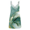 thumbnail image 3 of Women Dress Color Floral Printed Pocket V-Neck With Zipper Metal Chain Shoulder Strap Casual Sleeveless Suspenders Tanks Dress, 3 of 6
