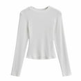 thumbnail image 4 of Abomasnow Women's Soft Long Sleeve Shirts Crew Neck Tops Basic Tees Stretchy Going Out Crop Tops Y2K Slim Fit T-Shirts, 4 of 4