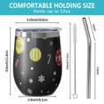 thumbnail image 5 of 12oz Stemless Wine Tumblers Black Christmas Ornament Pattern Vacuum Insulated Stainless Steel Travel Tumbler Cups Mug with Lid and Straw for Champaign,Cocktail,Beer with Cleaning Brush, 5 of 5