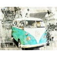 thumbnail image 2 of Sola, Bresso 14x12 Gold Ornate Wood Framed with Double Matting Museum Art Print Titled - Beach Van - green, 2 of 4