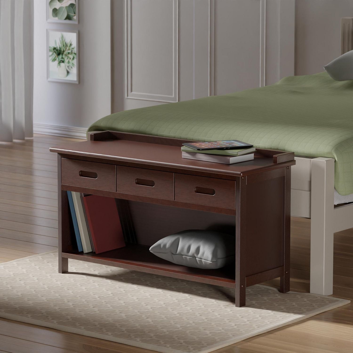 Adriana Storage bench with 3 drawers in walnut finish , item 94038