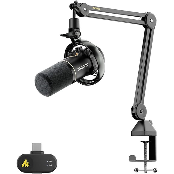 maono PD200W Hybrid Wireless Dynamic Podcast Microphone With Boom Arm