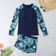 thumbnail image 6 of GEWSEY Women Two Piece Rash Guard Long Sleeve Swimsuits UV UPF 50+ Swim Shirt Bathing Suit with Boyshort Bottom (Navy, S), 6 of 9