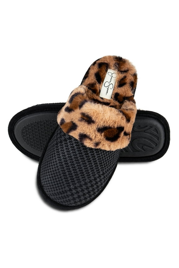 Womens Comfy Faux Fur Slip On Scuff House Slipper -  Memory Foam Anti-Skid Sole