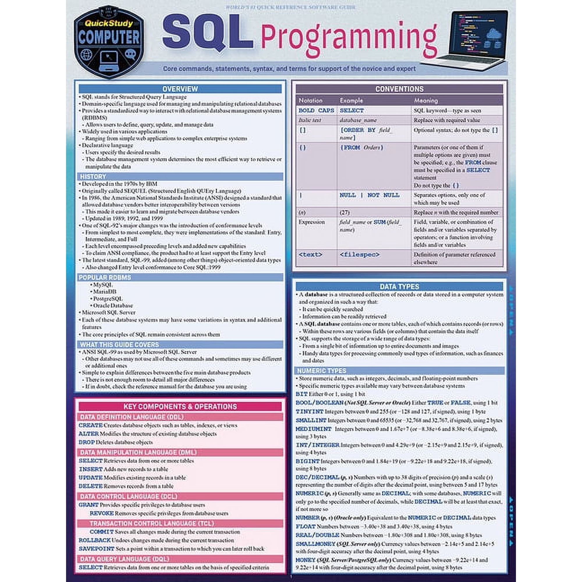 SQL Programming : a QuickStudy Laminated Reference Guide (Edition 2) (Other)