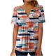 thumbnail image 2 of ICHUANYI Clearance Women Fashion Casual Print Round Neck Loose Short Sleeve T-shirt Top Blouse Pullover(Orange, S) ICHUANYI WER2023080907993, 2 of 5