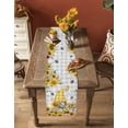 thumbnail image 4 of Gnomes Burlap Cotton Table Runner 13x36 Inches Short, Vintage Yellow Sunflower Summer Bee Grey Plaid Farmhouse Table Runners, Outdoor Dining Tablecloths Decor for Baby Shower/Party/Wedding, 4 of 6