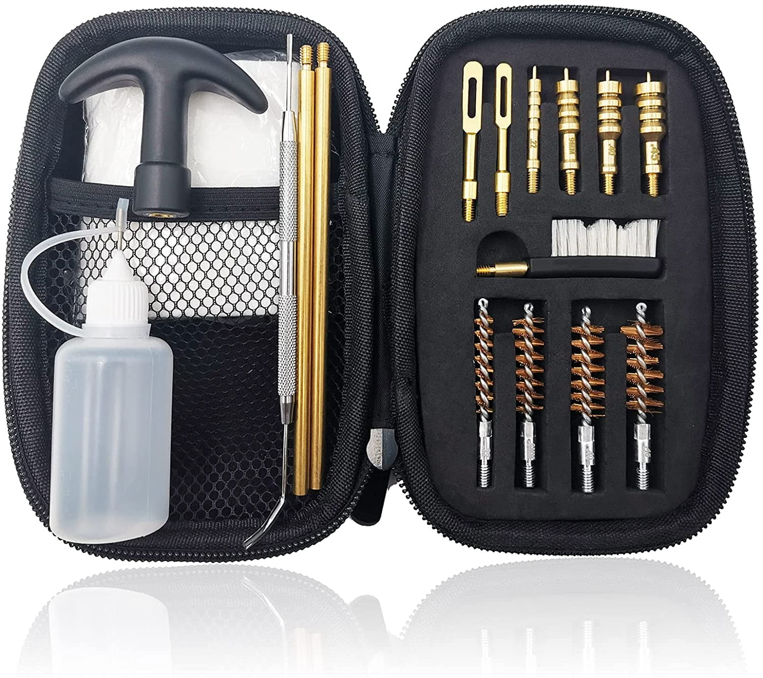16 Piece Pistol Gun Cleaning Kit fit All Calibers Handguns 9mm Barrel Brushes 