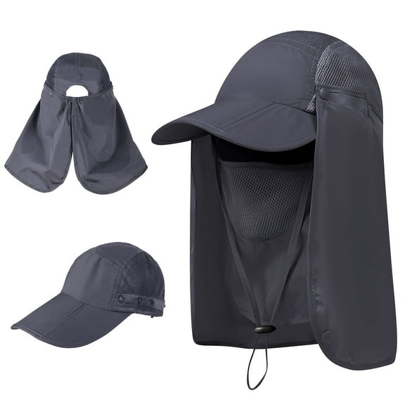 AYAMAYA Gardening Hats, UPF 50 Packable Sun Hat with Removable Sun Face Shield & Neck Flap Cover for Hiking Fishing (Gray)