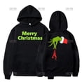 thumbnail image 1 of Sudadera con capucha divertida de Navidad con dedos de Grinch para mujer, Sudadera con capucha con estampado de dibujos animados, cuello redondo clásico, diseño suelto, regalo para mantener el calor, 1 of 3