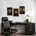 thumbnail image 3 of Hiengs Leopard Tiger Lion Wolf Wall Hieng Jungle Animal Portrait Canvas Prints Gold Palm Leaf Poster Pictures African Theme Paintings for Office Decor Framed, 3 of 6