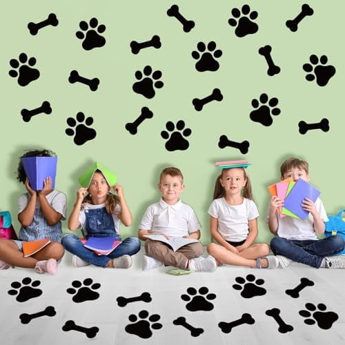 36Pcs Paw Prints Floor Decals 7.8" Large Dog Paw Stickers Pawprints Wall Cling Self Adhesive Removable Puppy Footprints Stickers for Classroom Window Door Nursery Bedroom Living Room Decoration$