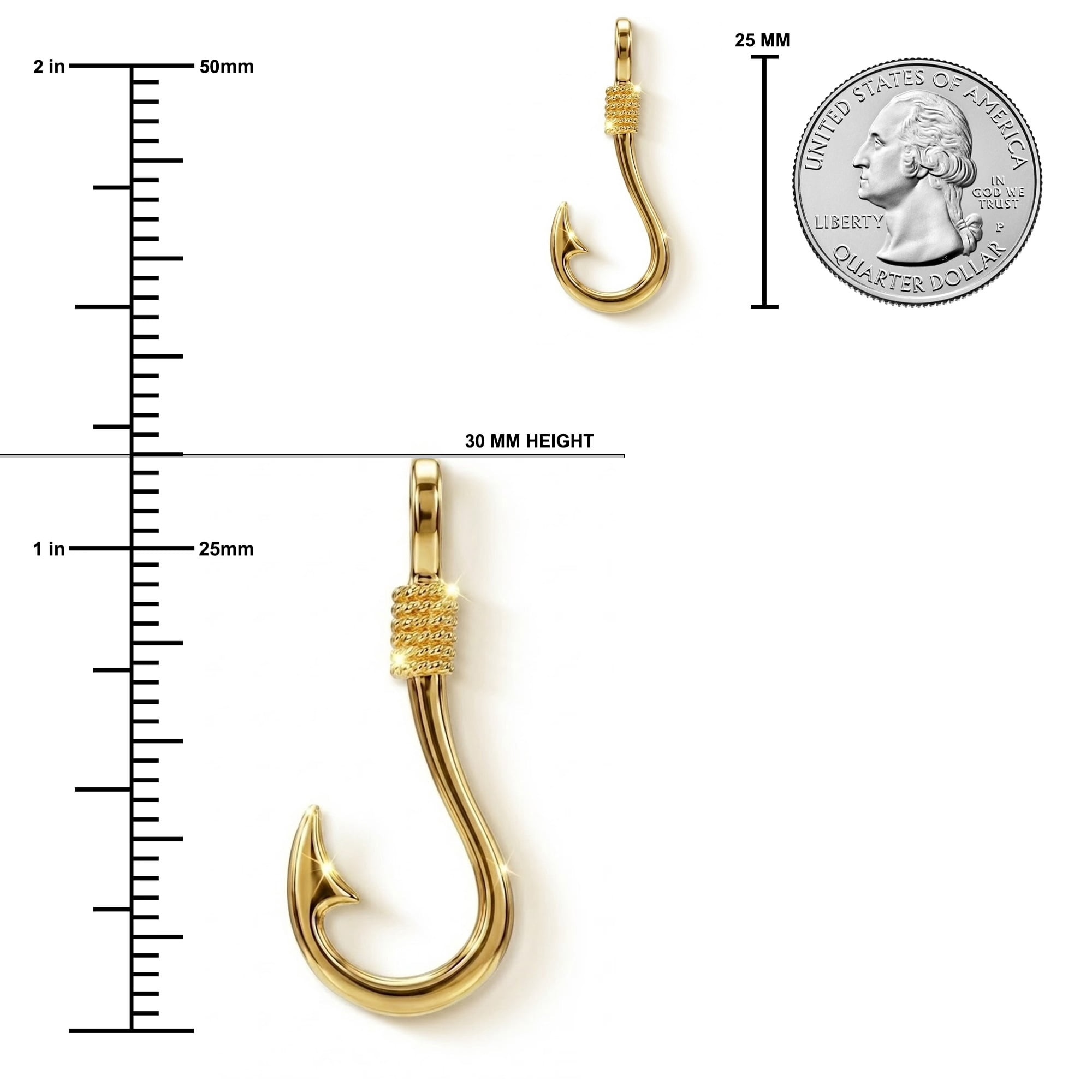 Charm America - Gold Fish Hook Charm - 10 Karat Solid Gold