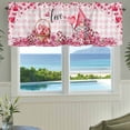 thumbnail image 3 of Valentine's Day Farmhouse Short Window Curtain Valances, Gnomes Love Roses Romantic Pink Plaid Rod Pocket Kitchen Valances for Living Room Bedroom Bathroom Cafe 42" x 18", 3 of 8
