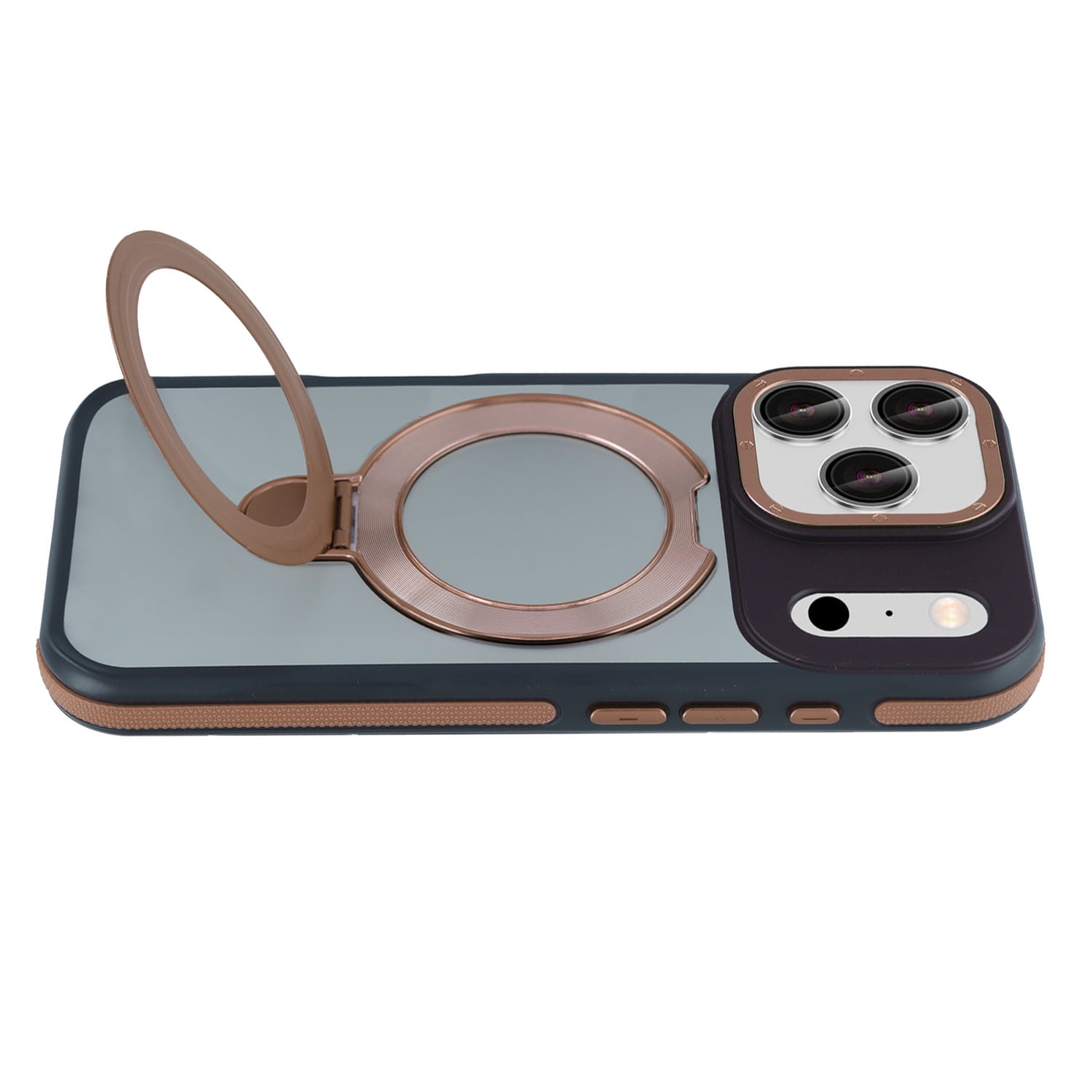 Slim Matte Clear Cover with Integrated Kickstand for iPhone 17 Pro Max - Dark Brown