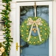 thumbnail image 5 of 20 Inch Norfolk Pine Christmas Wreath with Vintage Bell Elegant Bow, with Lights Real Touch Wreath Outdoor Xmas Wreaths, Home Decor for Front Door Christmas Decorations, 5 of 7