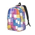 thumbnail image 3 of Casual Canvas Backpack Without Interlayer Large Capacity Stick Bag Design For Outdoor Shopping Office Outdoor Sports Aliceblue Colorful Houndstooth Hand-Drawn Sketch_2 Small, 3 of 7