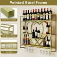 thumbnail image 3 of 3-Tier Wine Rack Wall Mounted 47in Modern Metal Wall Bar Shelves with Liquor Bottle & Glass Holder Wall-Mounted Wine Rack Cabinets for Home Bar Gold, 3 of 8