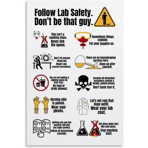 Funny Science Lab Safety Rules Poster (2) Canvas Print Wall Art Decoration Living Room Office Bedroom Aesthetic