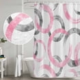 thumbnail image 4 of Polyester Fabric Pink Grey Shower Curtain, Geometric Circle Modern Abstract Simple Art Waterproof Bathtub Curtain Bathroom Decor Set with Hooks 72 x 84 Inches, 4 of 6