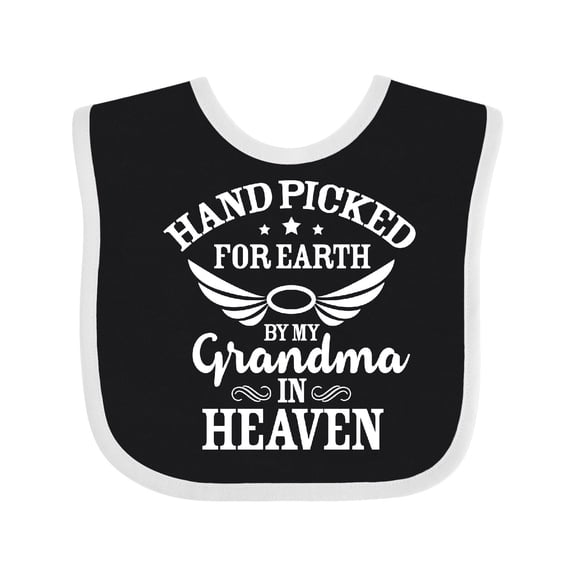 Inktastic Handpicked for Earth by My Grandma in Heaven Angel Wings Boys or Girls Baby Bib