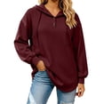 thumbnail image 5 of MLCDZ Hoodies for Women Button Drawstring Long Sleeve Hooded Casual Sweatshirt Fall Loose Fit Lightweight Outdoor Activities Sports Tops, 5 of 8