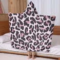 thumbnail image 5 of Pink and Black Of Leopard Print Hooded Bath Towel，60"x35" for Ages 3 To 12 Kids, Quick Dry Lightweight Soft Microfiber Hood Beach Towel Cover Up for Kids, 5 of 7