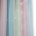 thumbnail image 6 of 2 Layers Gradient Starry Stars Blackout Curtains with Tulle Boys Girls Bedroom Decor Curtains, 6 of 9