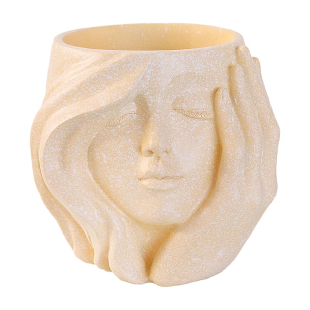 Maceta Rostro de Chica Maceta Decorativa Maceta de Resina Contenedor de Plantas Maceta de Escritorio con Diseño Creativo Pastoral Adecuada para Dormit