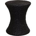 thumbnail image 4 of Essentials Taburete de mimbre tejido a mano con forma de reloj de arena, color negro, 4 of 5