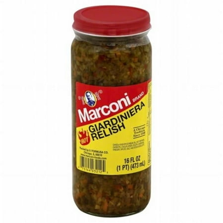 Marconi Hot Giardiniera Relish, Gluten Free, Shelf-Stable, 16 fl oz Jar