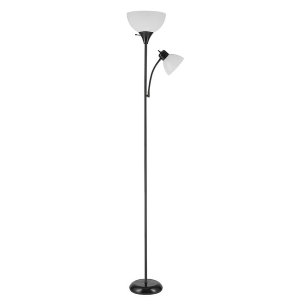 Matte Black Color Torchiere Floor Lamp, Torchiere Floor Lamp Globes