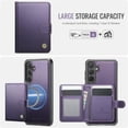 thumbnail image 3 of JEEHOOD Case For Samsung Galaxy A25 5G, RFID Blocking Compatible With MagSafe Detachable 2 In 1 Wallet With Snap fastening Card Holder,PU Leather Case,Kickstand Magnetic Protective Cover,Purple, 3 of 8