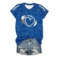 thumbnail image 5 of Women Sequin Football T Shirts Game Day Heart Graphic Short Sleeve Crewneck Tops Trendy Casual Summer Classic Fit Tees Z006-Blue XXL, 5 of 5