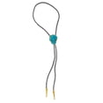thumbnail image 3 of Daisy Del Sol Boho Leather Western Bolo Tie Sunstone Gemstone Gold Trim Tips Choker Necklace, 3 of 6