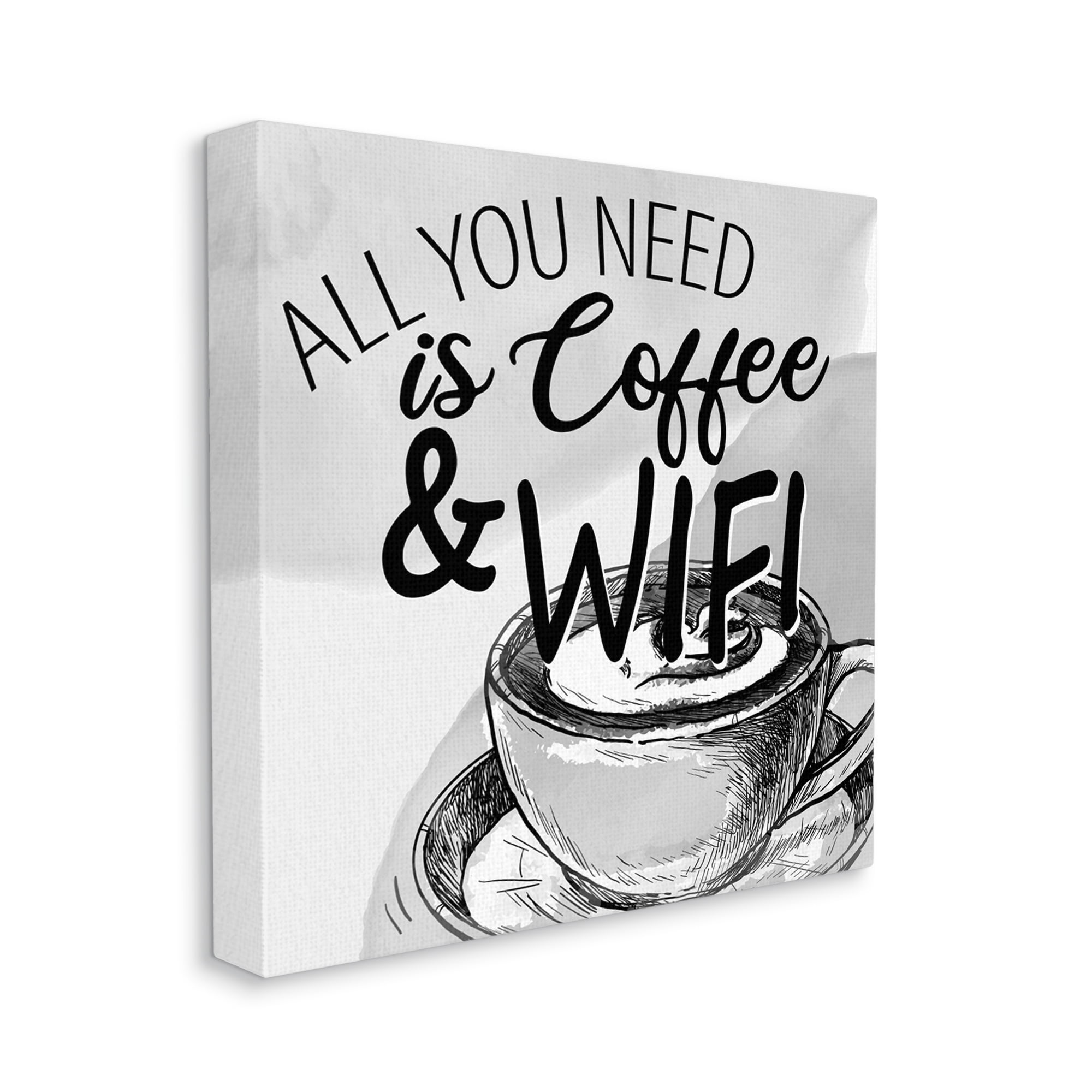 Stupell Industries Vintage Coffee & Wifi Food & Beverage Painting Gallery Wrapped Canvas Print Wall Art, 17 x 17
