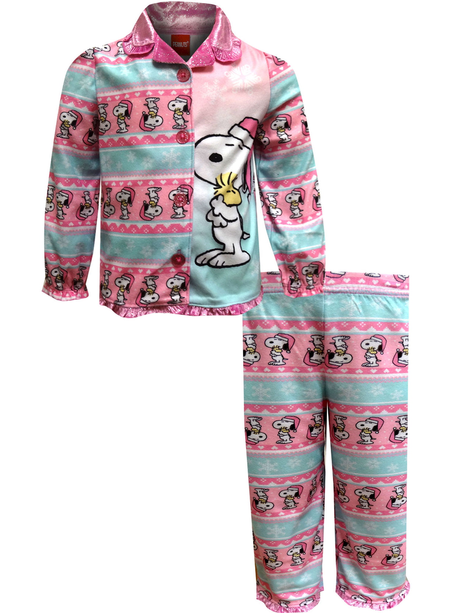 Peanuts Girls Charlie Brown Christmas Traditional Toddler Girls Pajama 