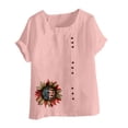 thumbnail image 4 of Vestidos Casuales Para Mujer, Blusas De Mujer De Moda Blusa informal de lino con botones y manga corta estampada para mujer, 4 of 4