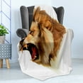 thumbnail image 4 of King Soft Flannel Fleece Throw Blanket, Roaring Wild Lion Head Safari Animal Majestic Cartoon Like Print Artwork, Cozy Plush for Indoor and Outdoor Use, 50" x 60", Pale Brown, by Ambesonne, 4 of 5