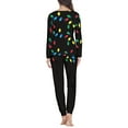 thumbnail image 3 of Renewold Xmas Colorful Lights Crewneck Pajamas Set of 2 Pack Trendy Warmth Pj Nightwear Pants with Pockets Womens Christmas Softness Sleep Jogger Loungewear Size XL, 3 of 4