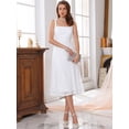 thumbnail image 3 of DARING DIVA Women's Lace Prom Straps Square Neck Sleeveless Midi Dress M White, 3 of 6