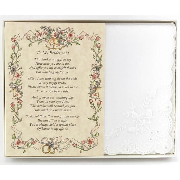 To My Bridesmaid Poetry Wedding Handkerchief Gift