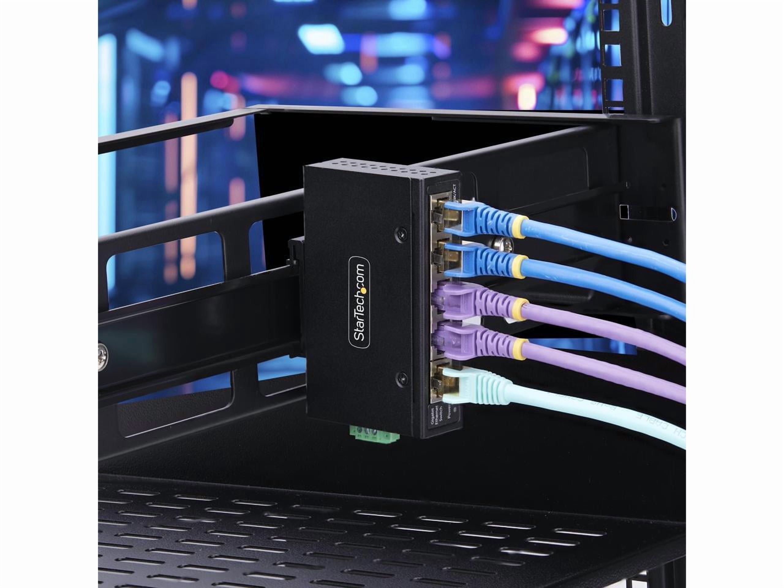 StarTech.com 5-Port Unmanaged Industrial Network Switch, 10/100/1000 Ethernet, DIN Rail/Wall-Mount, IP30 Rated, -40F-167F, 9~60V DC, TAA