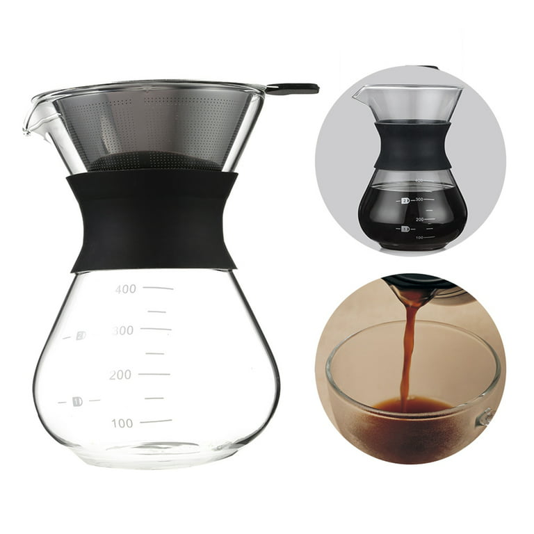 Pour Over Coffee Maker Stainless Steel Filter, Coffee Dripper Brewer, High  Heat Resistant Carafe, also for Camping, Hiking,brown 