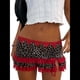 thumbnail image 1 of Minifalda de Encaje Y2K para Mujer, de Tiro Bajo, con Estampado de Leopardo, con Volantes en Contraste, Corta y Holgada, Estilo Enagua. Rojo M, 1 of 7