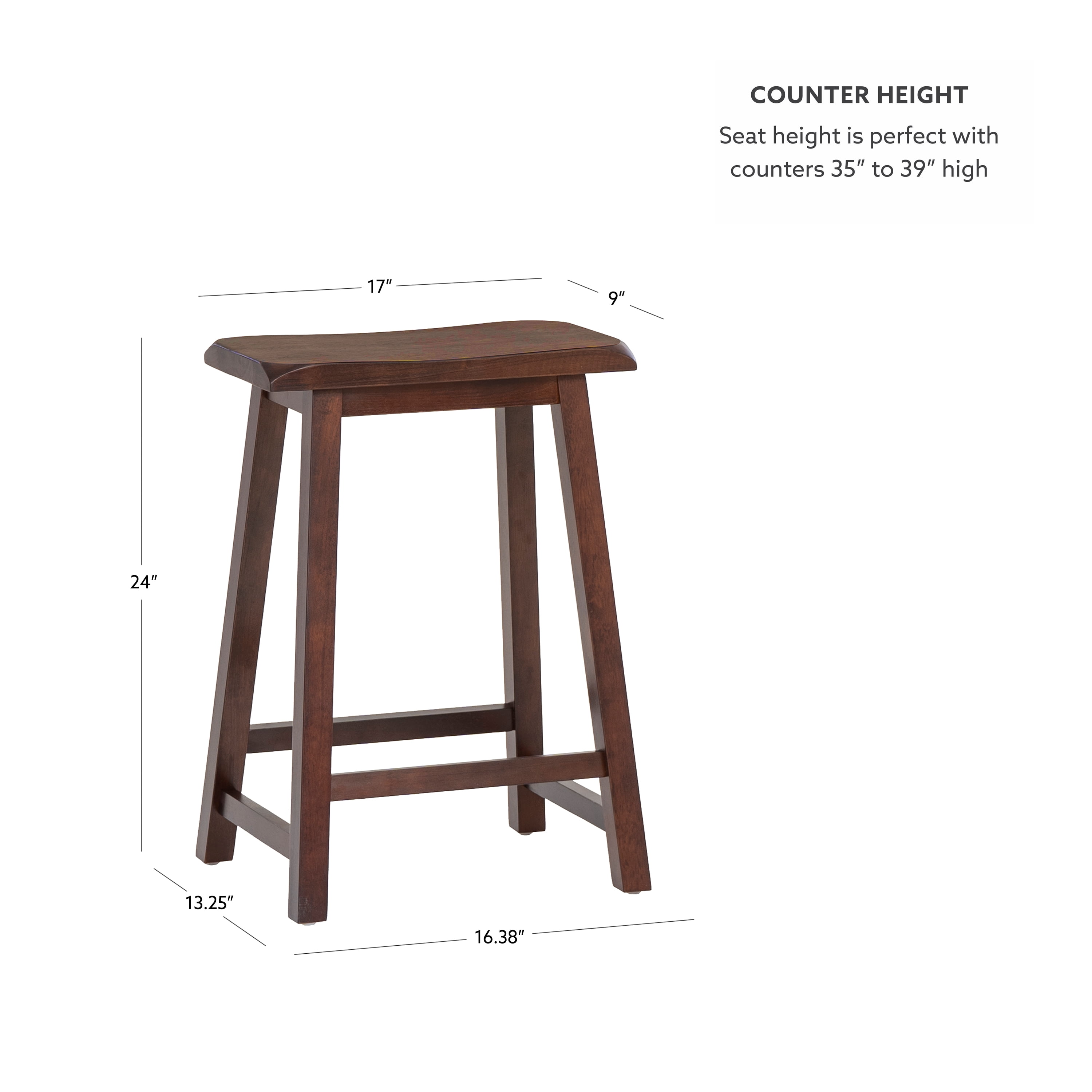 Linon Rickard 24" Backless Indoor Saddle Seat Counter Stool, Dark Brown